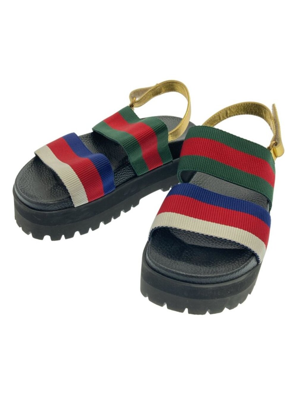 Gucci Web Stripe Platform Sandals Mix